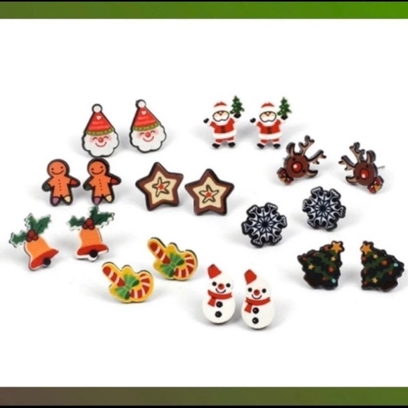 New! Festive Holiday Holly Bell Stud Earrings - Picture 4 of 8